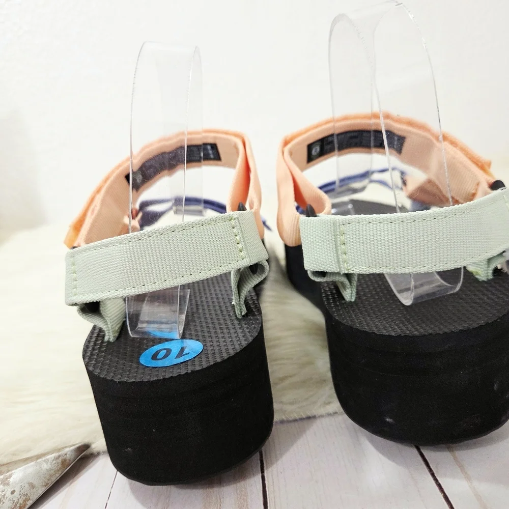 Teva Flatform Universal Sandal Sherbert Multi Pastel Peach Mint Chunky Sz 10 NEW - Picture 5 of 7